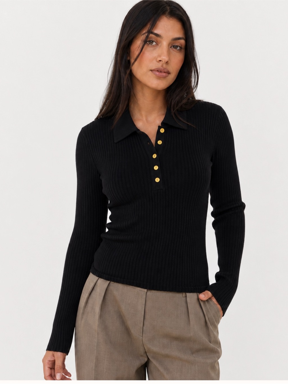 🖤 Rachel Zoe 100% Extra Fine Merino Wool Black Ribbed Sweater L EUC Minimalist